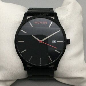 MVMT Classic Watch 45mm Men Black Stainless Steel Date New Battery 7.5"